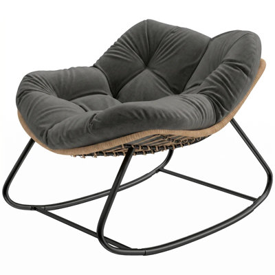 Rocking Egg Chair, Oversized Design with Cushion, Indoor Outdoor Furniture  for Backyard, Patio, Garden