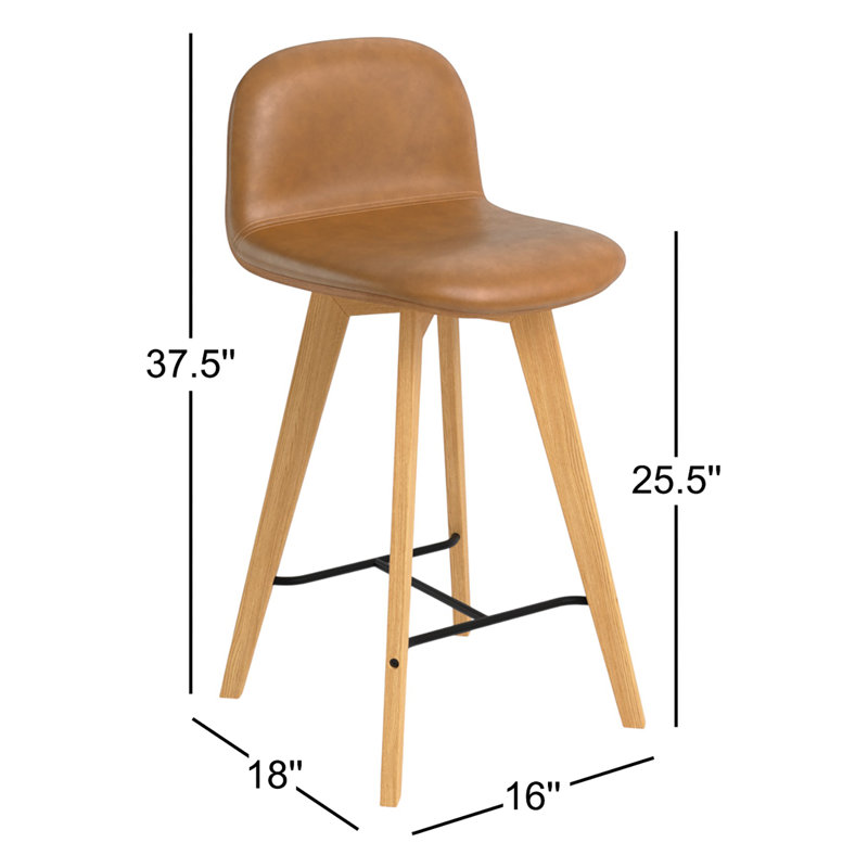 Caspian Bar Stool, Counter Stool (25.5” Seat Height), Brown Top Grain Leather