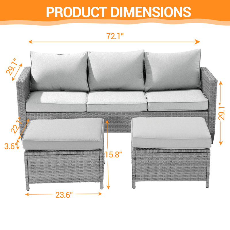 Adey 5 - Person Patio Conversation Set with Cushions, Linen Gray, Gray