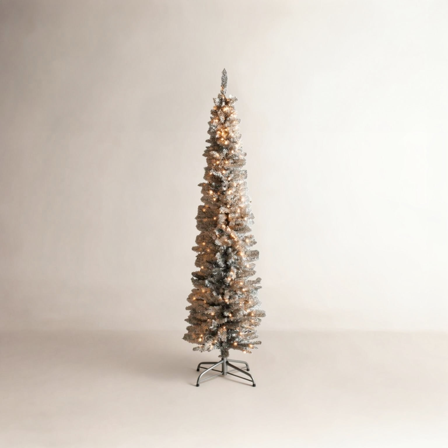 Silver Pre-Lit Pine Christmas Tree, 6'