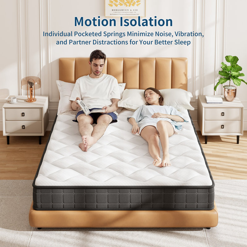 6 Inch Hybrid Mattress Bed in a Box, Memory Foam and Individually Pocketed Springs for Motion Isolation, Twin