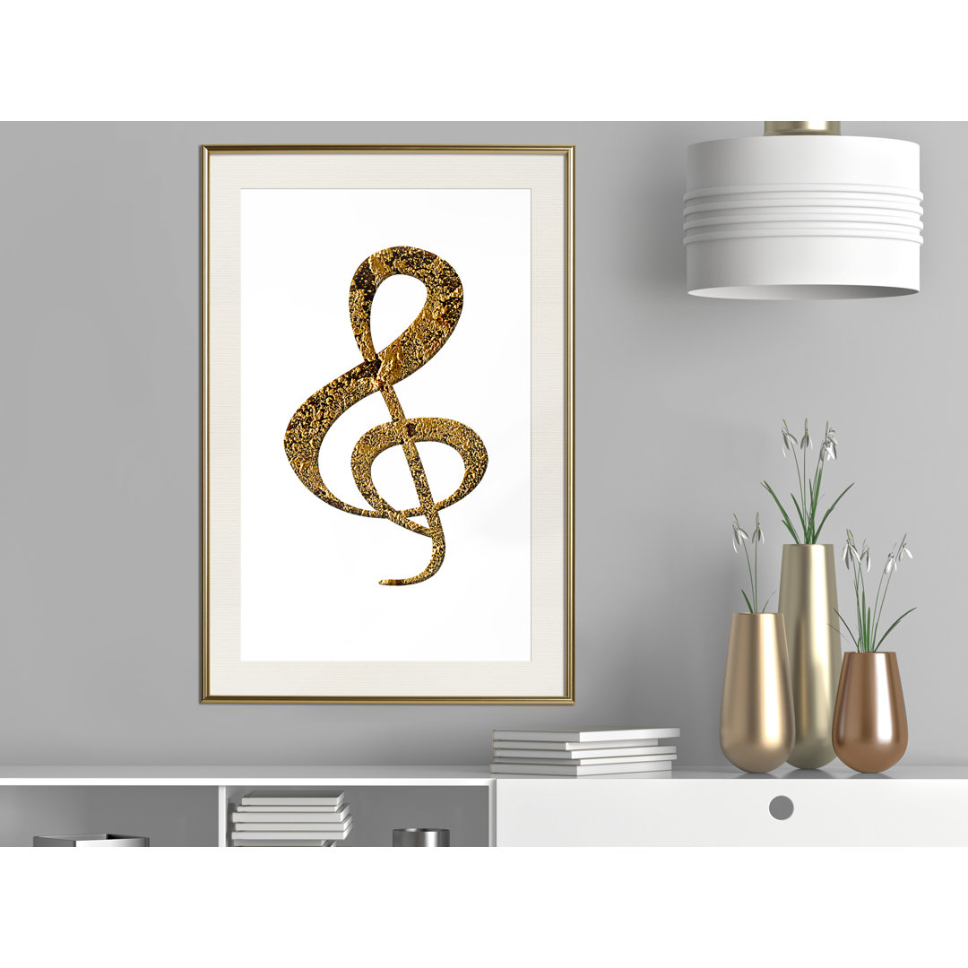 Gerahmter Grafikdruck Golden Treble Clef