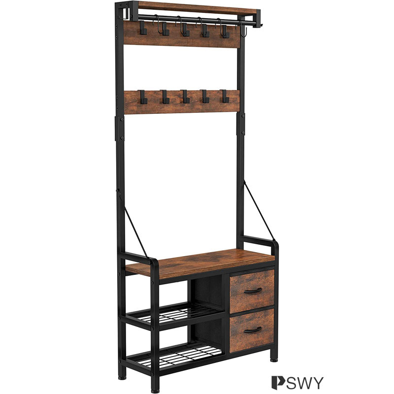 Hall Tree 31.5'' Wide with Bench and Shoe Storage