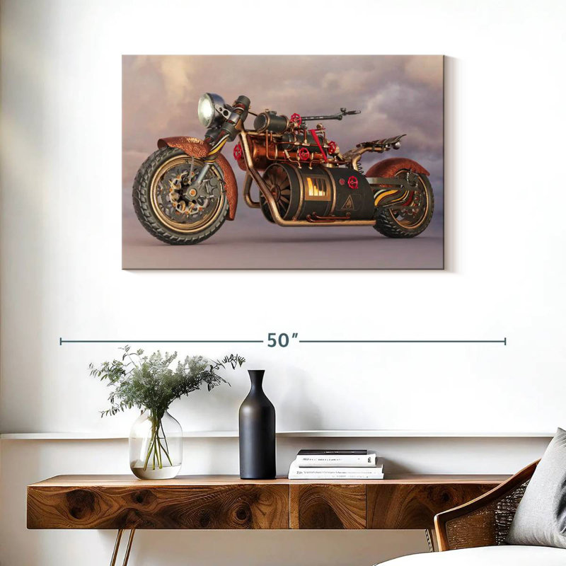 Mehar Steampunk Motorcycle, 24" H x 36" W
