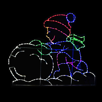 Boy Rolling Snow Ball Animated LED Display