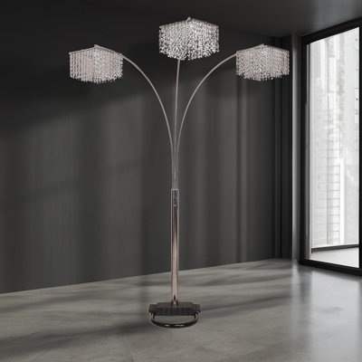 1Pc Modern Design Classic Luxury Sleek Multi-Head Floor Arc Lamp Crystal-Like Accents Drape Living Room Curve Lamp