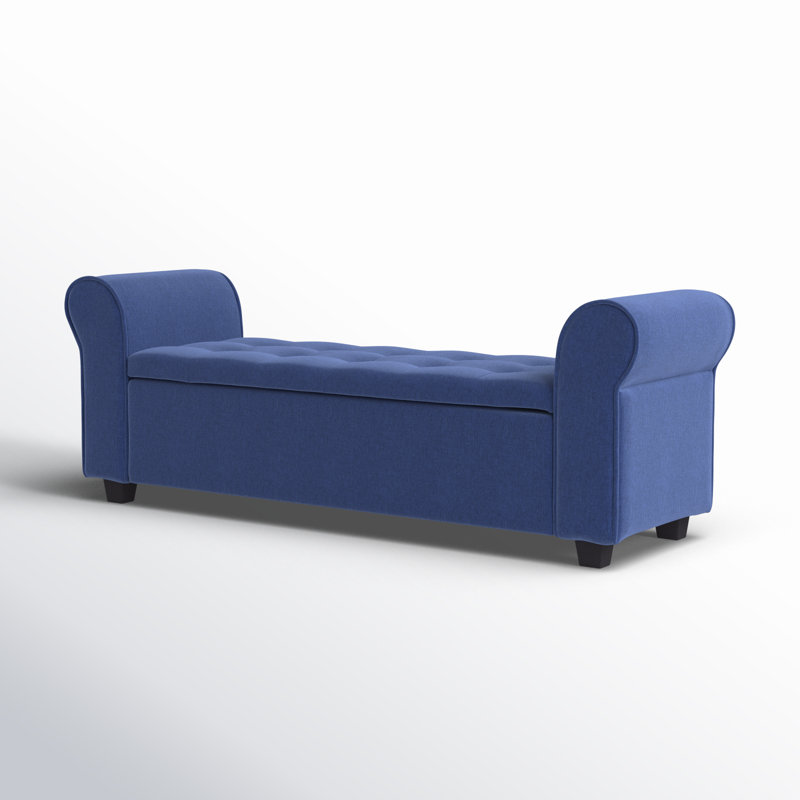 Banc de rangement rembourré Landaverde, Bleu foncé