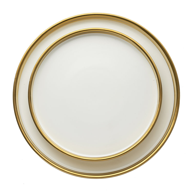 Hillcrest 12-Piece White and Gold Ceramic Dinnerware Set, Service for 4