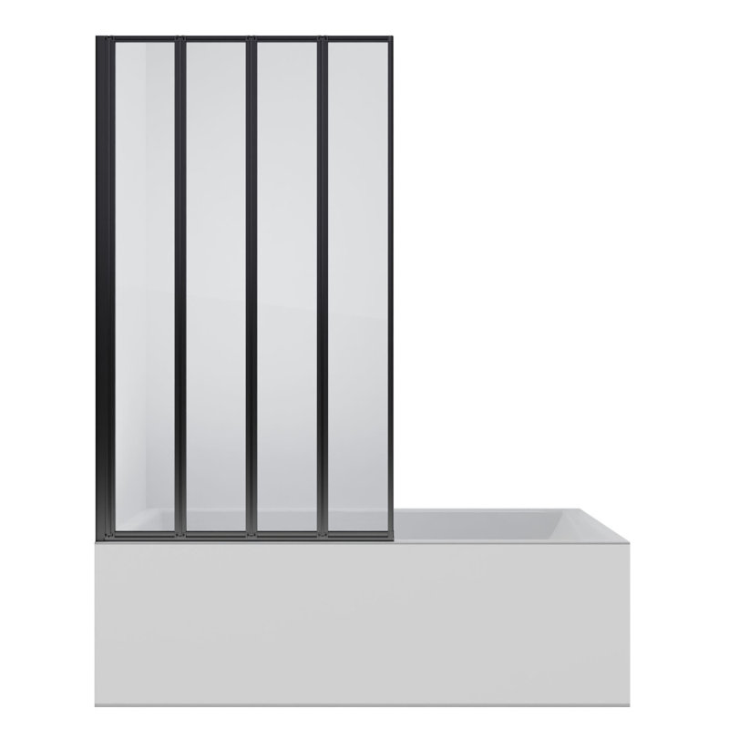 ANZZI de style accordéon de 56 po x 33 po Porte de douche réversible à 4 panneaux avec cadre et quincaillerie, Noir mat