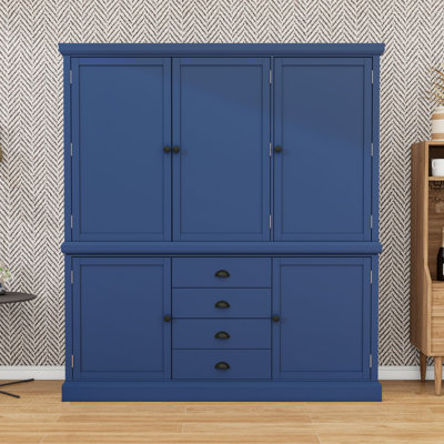 Modern Freestanding Kitchen Pantry Cabinet with Drawers, Adjustable Shelves and Safety Features