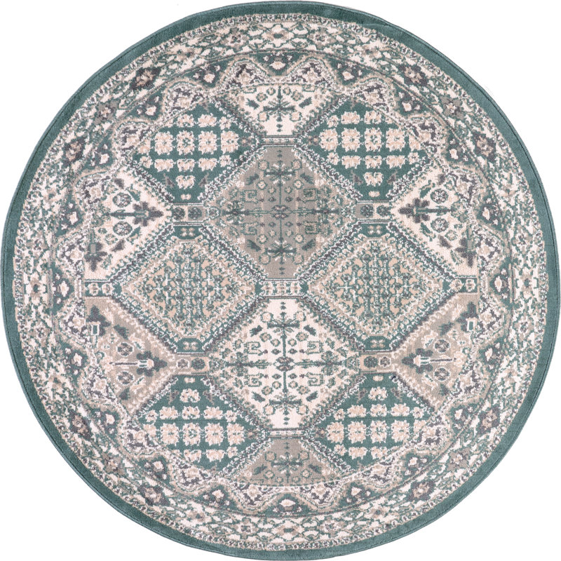 Shawna Tiled Southwestern Performance Blue Area Rug, Rectangle 2' x 3'