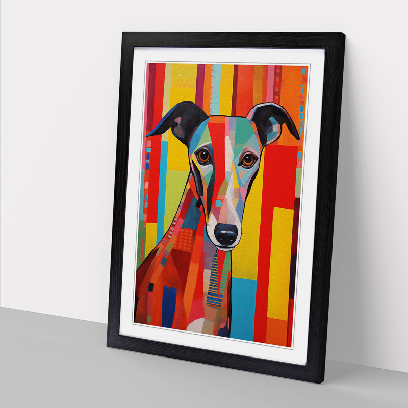 Whippet Constructivism Art - Framed Print, Black Framed, 64cm H x 46cm W