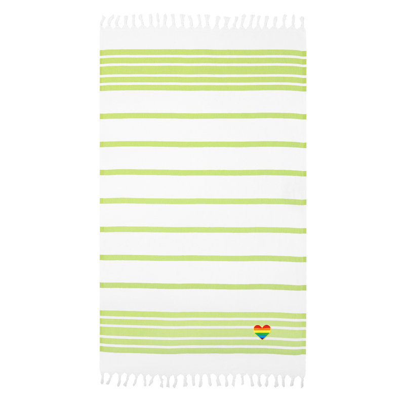  Serviette de plage turque en coton, Vert / blanc