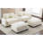 Beige 111" Chenille With Two Removable , Double Cushion, Ports, Cup Holders, Big Hidden Storage And 4 Pillows For Living Room Sectional Charging Space, Ottomans Attached Pillows, Fabric-888184067
