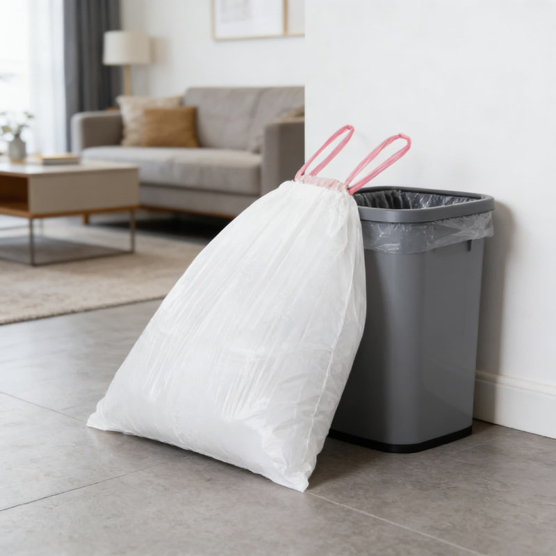 Sacs à ordures à cordon de 2,6 gallons, petits sacs à ordures de 1,18 mil d'épaisseur pour bacs de salle de bain, de chambre à coucher et de bureau, non parfumés et transparents, paquet de 68