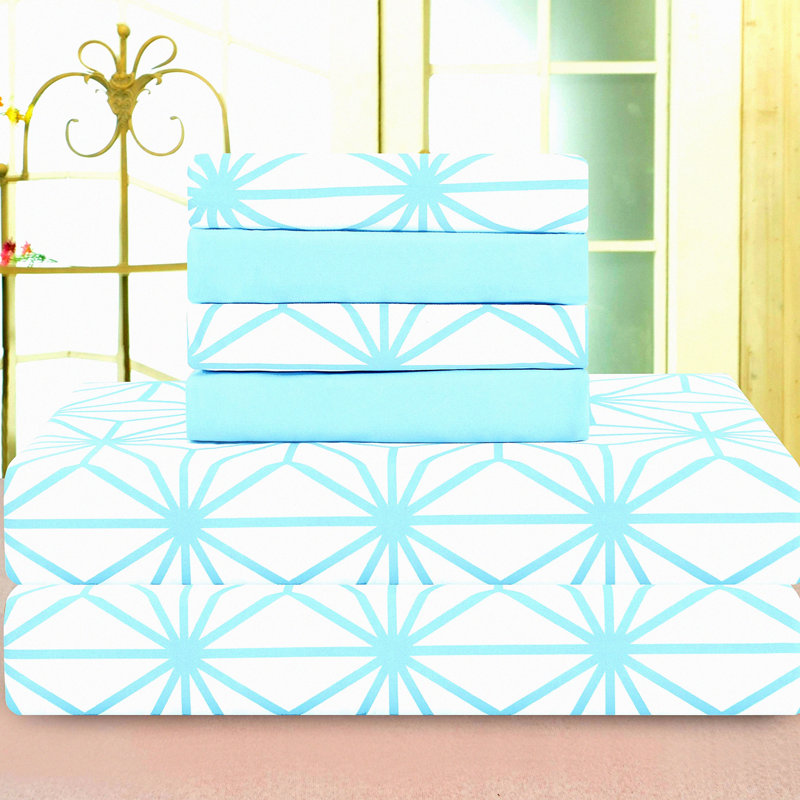 Premium Aqua Cube Pattern Bedding Set - Luxury Soft Bed Sheets 1500 Hotel Quality Microfiber - Wrinkle & Fade Resistant - Twin/Twin XL - 4-Piece Set