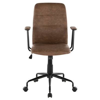 Faux Leather Office Chair With Contemporary Design, 360 - Degree Swivel, Adjustable Height, Cushioned Seat And , 5 Star Base , 17.5 21" 18" Depth, 17.5" Width, 250 Lbs Weight Limit, Indoor Use Only,