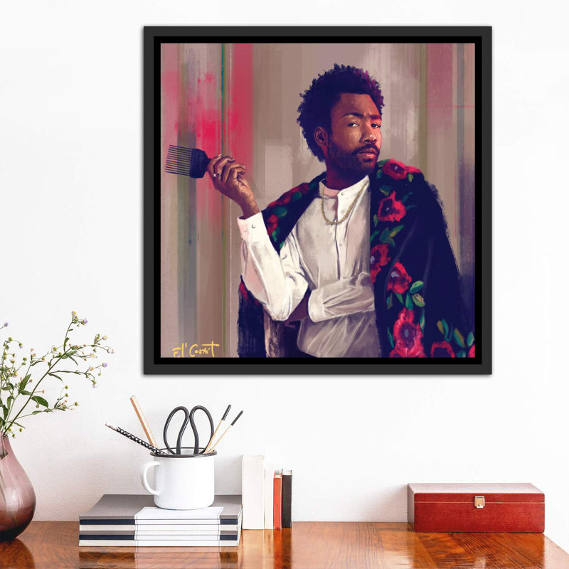 « Gambino » par El’cesart-impression, Cadre noir vieilli, H 18 po x l 18 po x 1,5 po