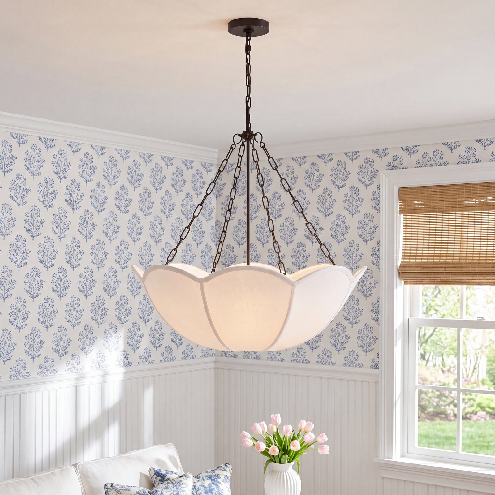 Stassi Chandelier, Aged Iron, 3 Lights, 23.75" H x 24" W x 24" D