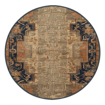 Machine Washable Art Deco Brown Area Rug
