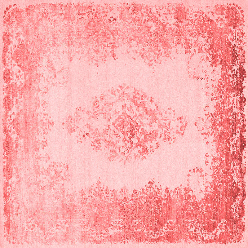 Tapis oriental en laine / polyester tissé à la machine en rouge / rouge clair, Carré 6 pi