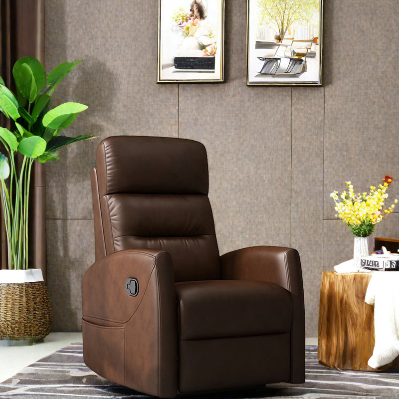 Fauteuil inclinable pivotant en similicuir Nkauj, Brun