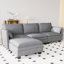 Canapé de grande taille à 3 places de 107,8 po, canapés en forme de L avec repose-pieds mobile, accoudoirs avec poches, fauteuils en tissu modernes pour le salon, l’appartement, le bureau-357699681