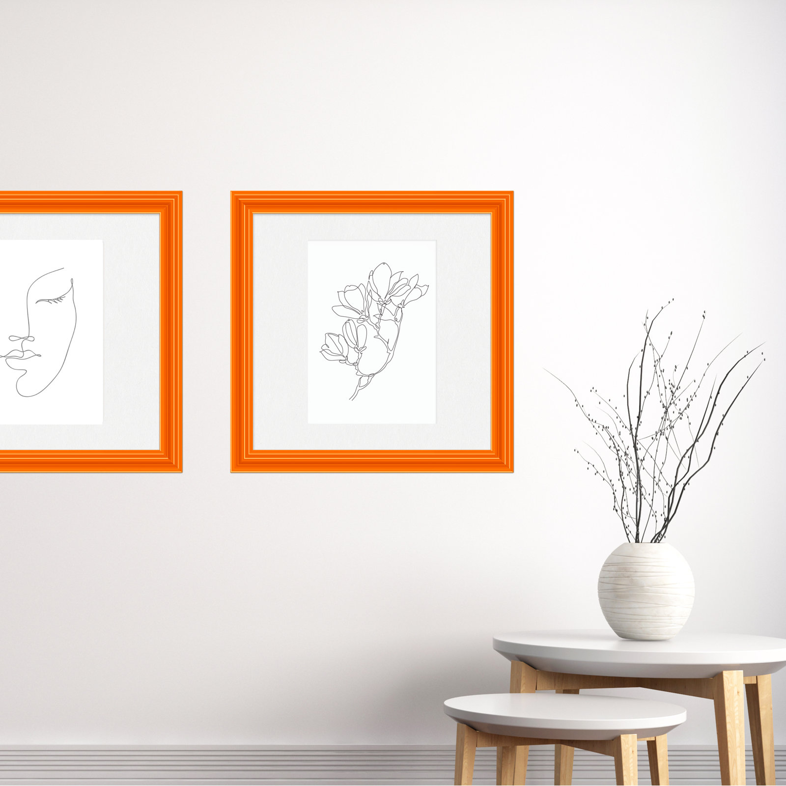 Lilli Wood Beveled Picture Frame with Mat, 8" x 10", 16" x 20", Orange
