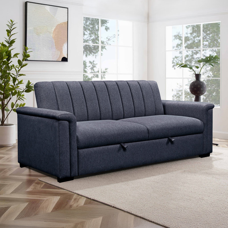 Charlotte 3 Seater Fabric Sofa Bed, Blue