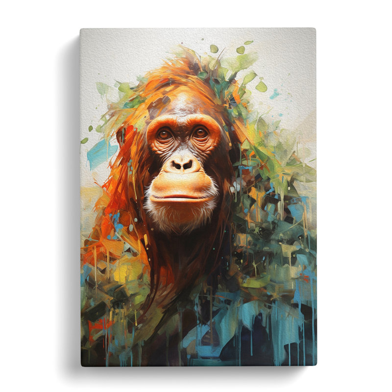 Orangutan Neo-Plasticism - Wrapped Canvas, 60cm H x 40cm W x 3cm D