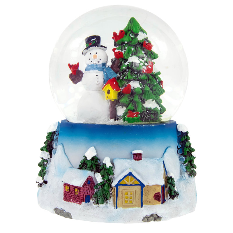Boule à neige 4,75 "bonhomme de neige avec cardinaux