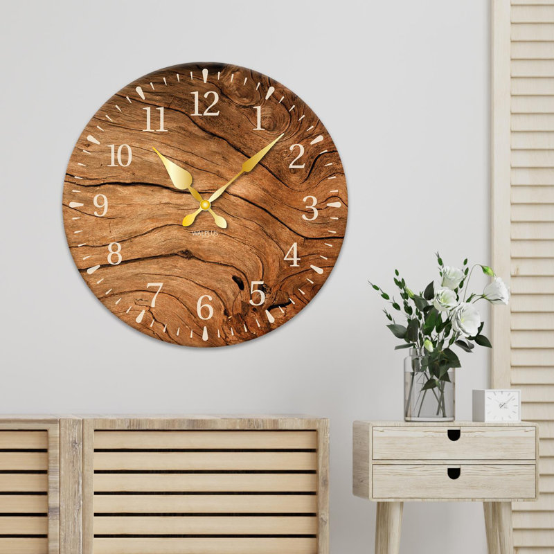 Walnut Wood Effect Decorative Wall Clock - 15.7 in