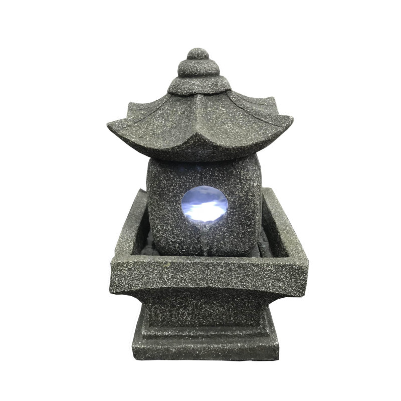 Fontaine pagode en résine avec éclairage