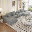 Canapé modulaire en U de 150 po avec 2 repose-pieds en velours côtelé gris clair moelleux pour salon 150 po