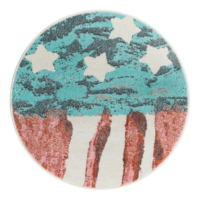 Unique Loom Americana Whimsy Kids Rug, Round 3'3"