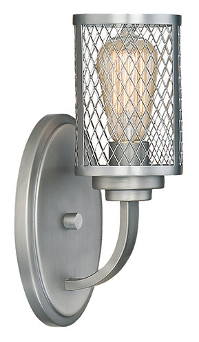 Bastien Steel Armed Sconce, Brushed Pewter