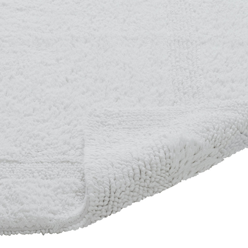 Rozanne Reversible Cotton Bath Rug, White, 21" x 34" Rectangle