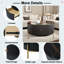 Table basse ronde moderne avec 2 tiroirs, motif en marbre exquis, pieds dorés et motif cannelé-657961244