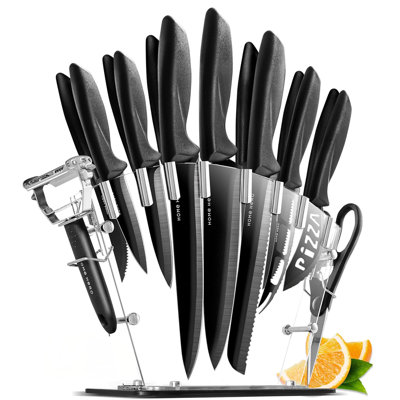 Ensemble de 16 couteaux de cuisine, en acier inoxydable résistant à la rouille