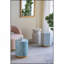 Tabouret d'appoint 14 x 14 x 18 po avec motif Capiz bleu et blanc