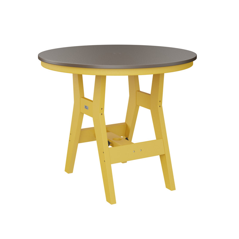 Table de salle à manger ronde de 38 po Berlin Gardens Harbor, Jaune soleil levant, H 30,37 po x l 38 po x P 38 po