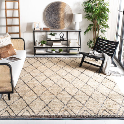 Tapis géométrique en jute et en coton tissé à la main Frederika