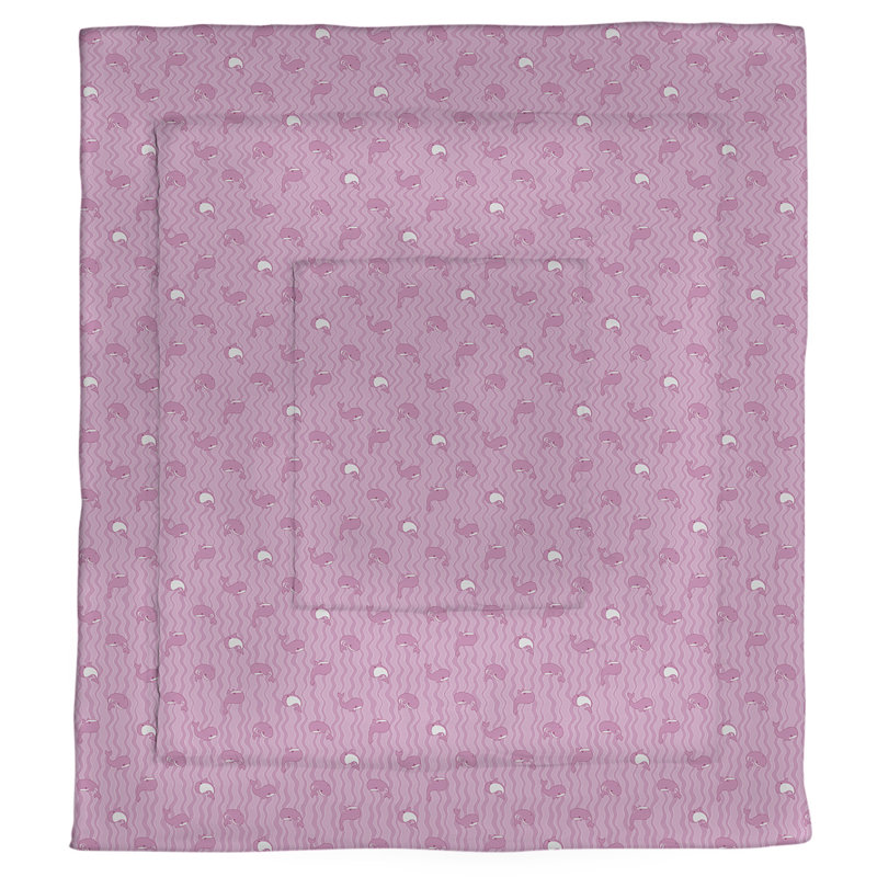 Un simple confort réversible à motif baleines Mathias, Édredon très grand, Rose