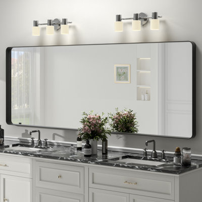 Miroir de salle de bain mural en verre trempé et métal Molly
