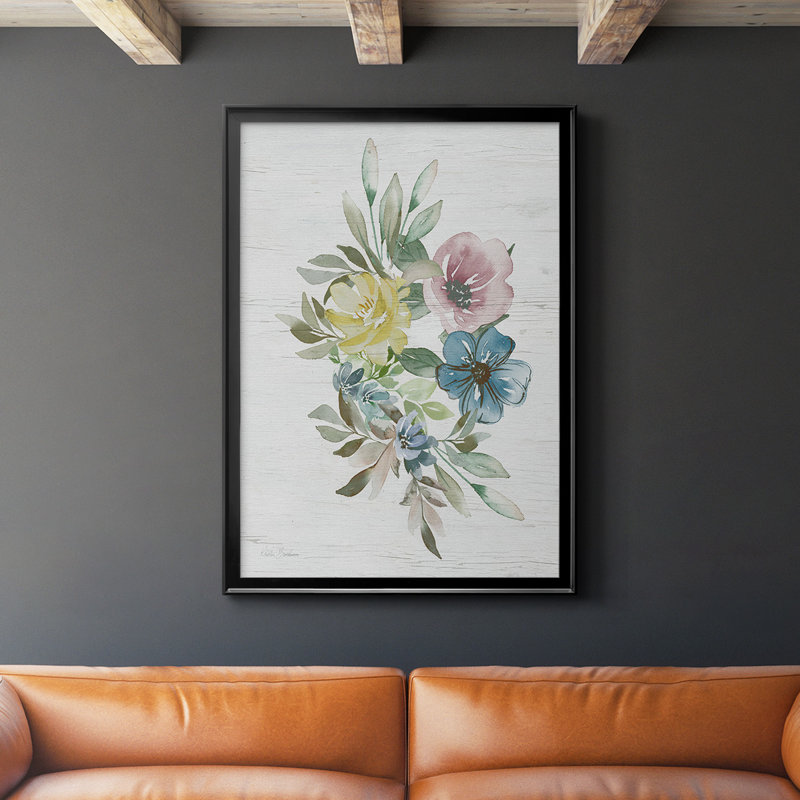 «Spring Meadow Arrangement I», reproduction encadrée de qualité supérieure - prête à être suspendue, Cadre noir