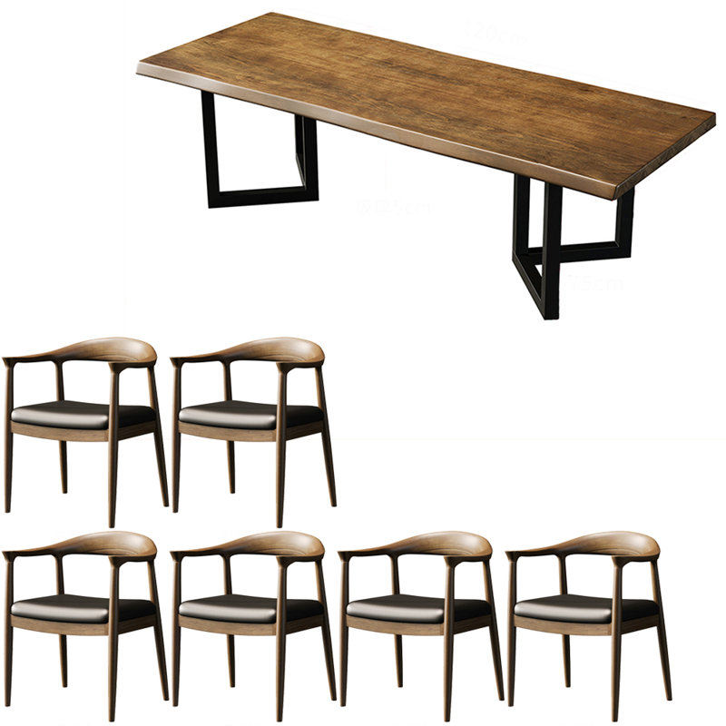 Modern simple industrial style table set, 29.5"H x 70.8"L x 31.4"W 