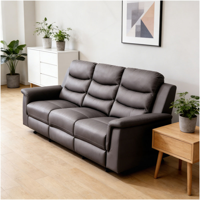 Canapé inclinable avec housse de console centrale, housses extensibles de canapé inclinable à 3 sièges (NOIR, housse inclinable à 3 sièges avec console) Similicuir NOIR