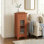 Armoire de rangement autoportante robuste avec porte vitrée simple haute clarté et tablettes réglables internes pour la salle de bain