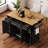54Inch Large Kitchen Island With Rubber Wood Drop Leaf, Embossed Texture Rolling Kitchen Cart On 4 Wheels With 4 Doors And 3 Drawers, Kitchen Island With Storage For Kitchen, Dining Room-1630483086