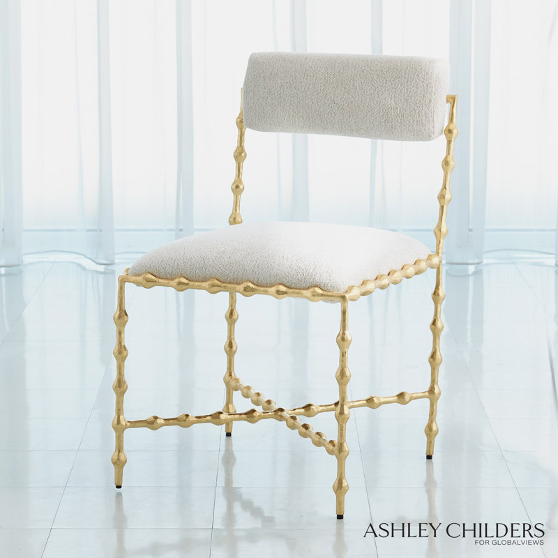 Elder Dining Chair-Leaf-Avoletta, Ivory, Gold
